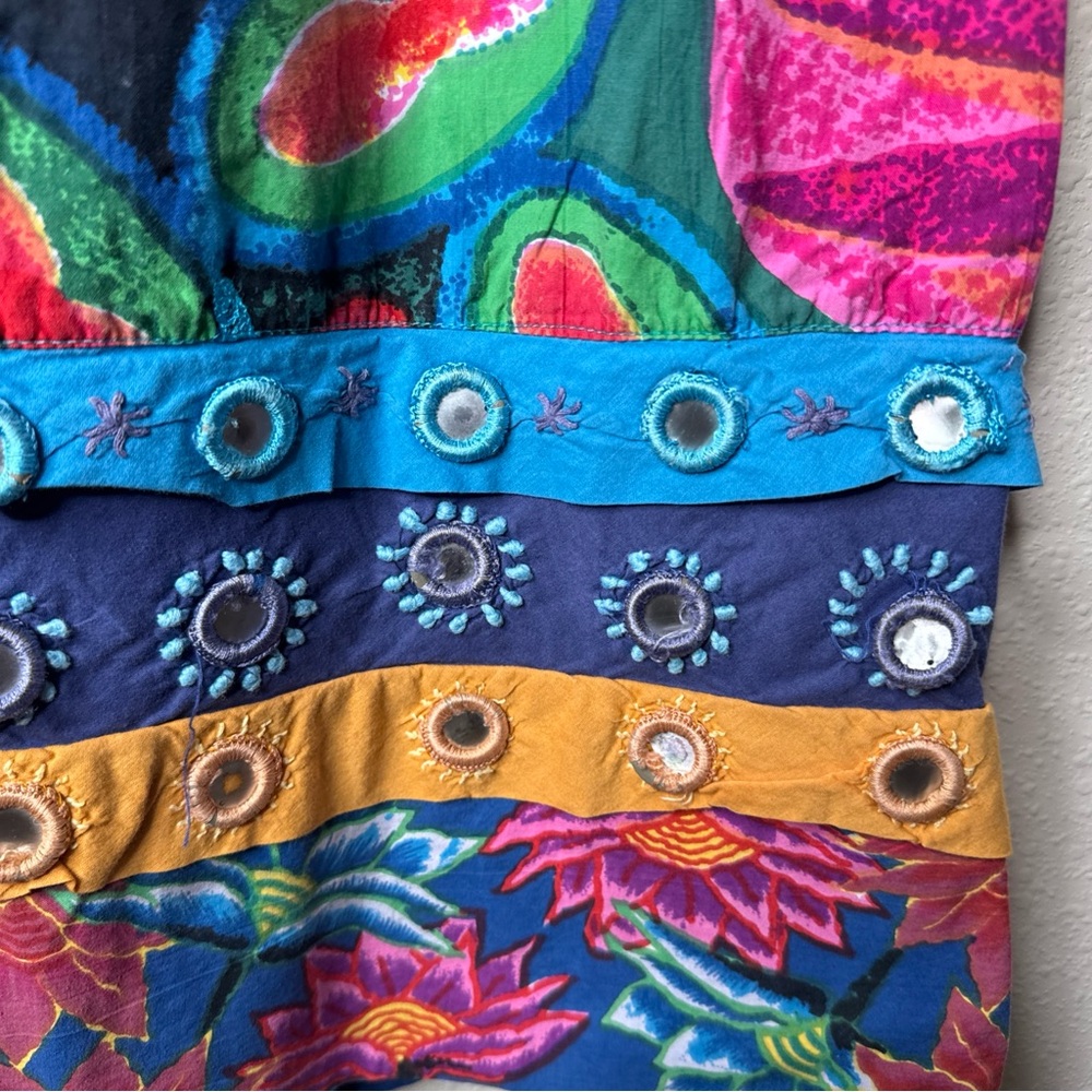 Desigual Women’s Vintage Multicolor Printed Cotton Dress Size Tag Missing - Picture 4 of 10